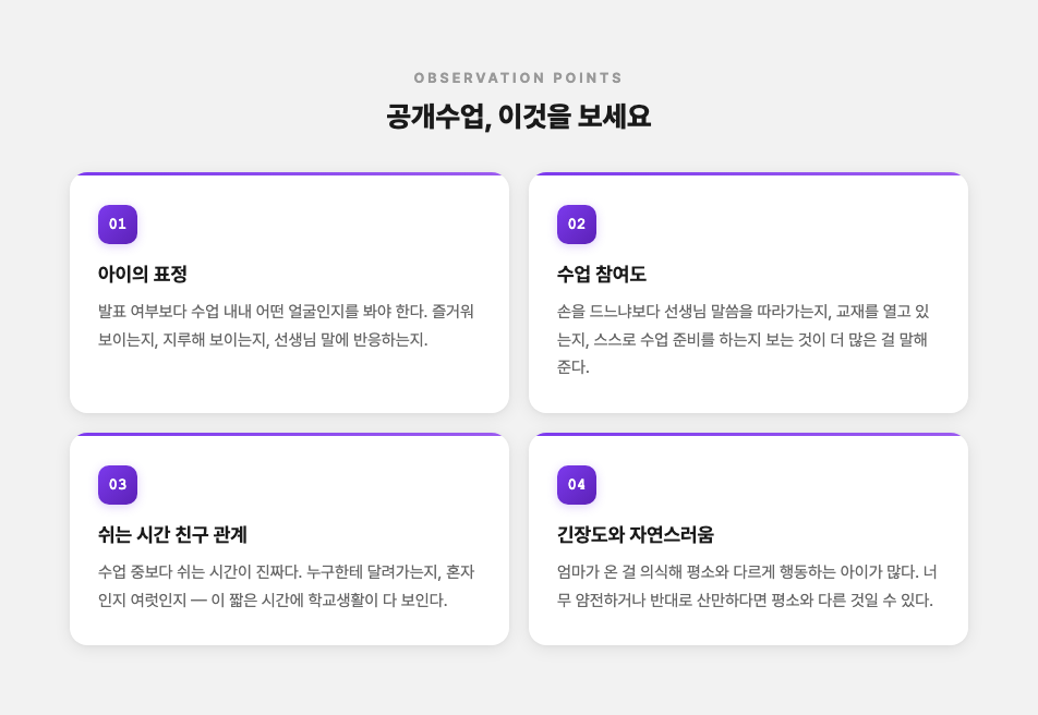 공개수업 관찰 포인트