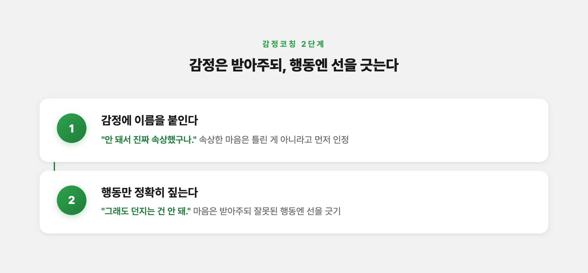 감정 인정 후 행동에 선을 긋는 두 단계