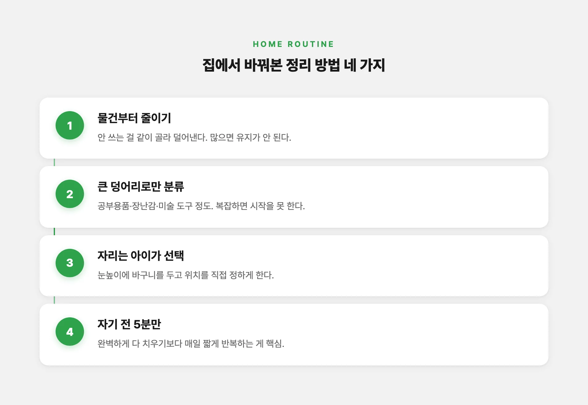 집에서 바꿔본 정리 방법 네 가지